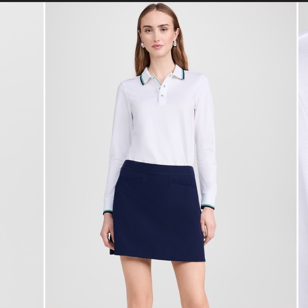 RLX Ralph Lauren Golf White Pique Performance Snap Button Polo